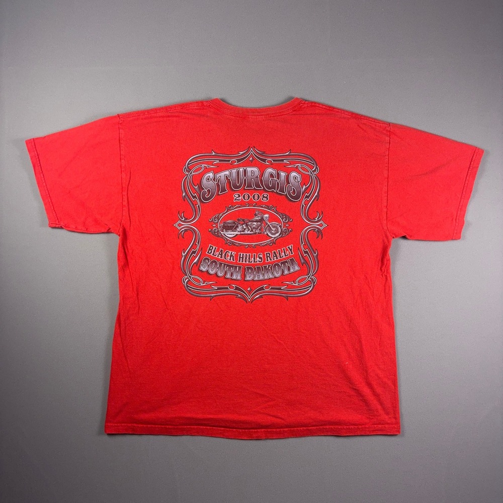 Vintage 2008 Sturgis Black Hills Rally South Dakota T-Shirt Red Biker Graphic XL